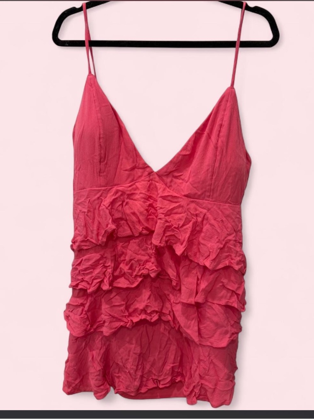 NWT Pink Ruffle Spaghetti Strap Dress